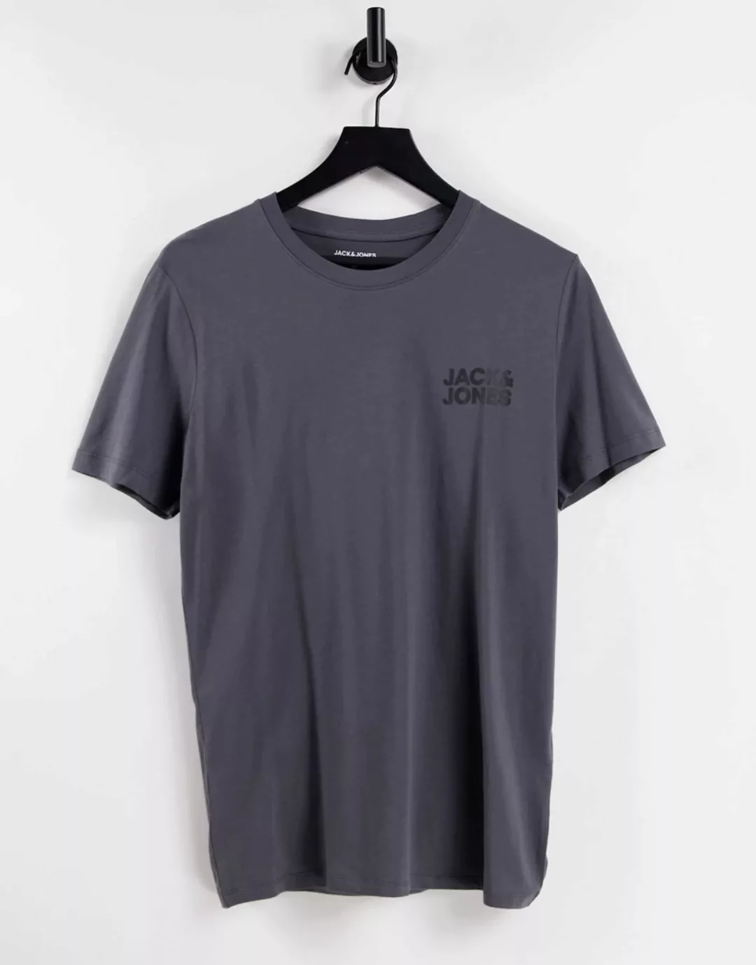 Jack & Jones – Essentials – Klassisches T-Shirt in Grau mit Logo günstig online kaufen