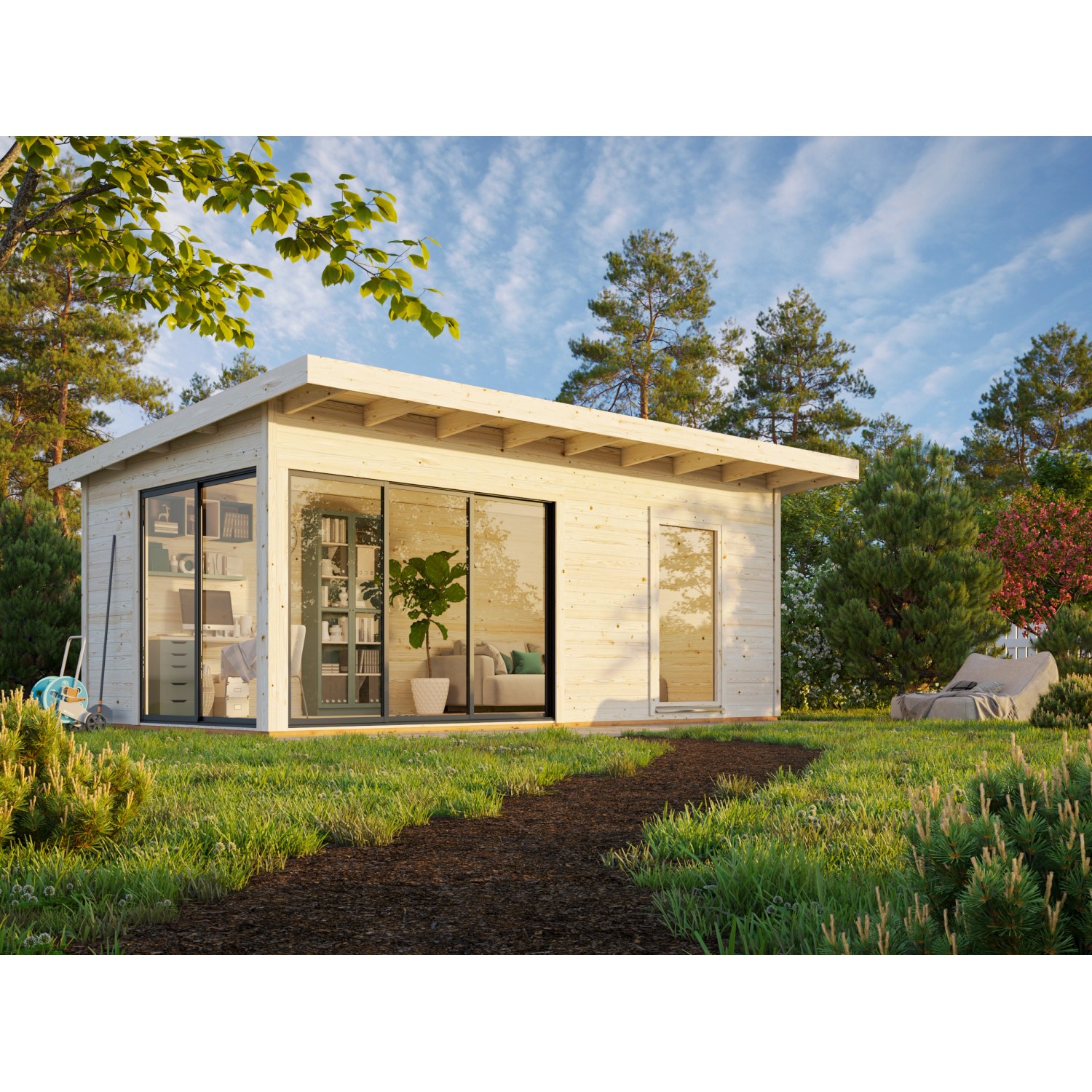 Palmako Gartenhaus Andrea Slide Plus 595 x 300 cm Hellgrau-Anthrazit FSC® günstig online kaufen