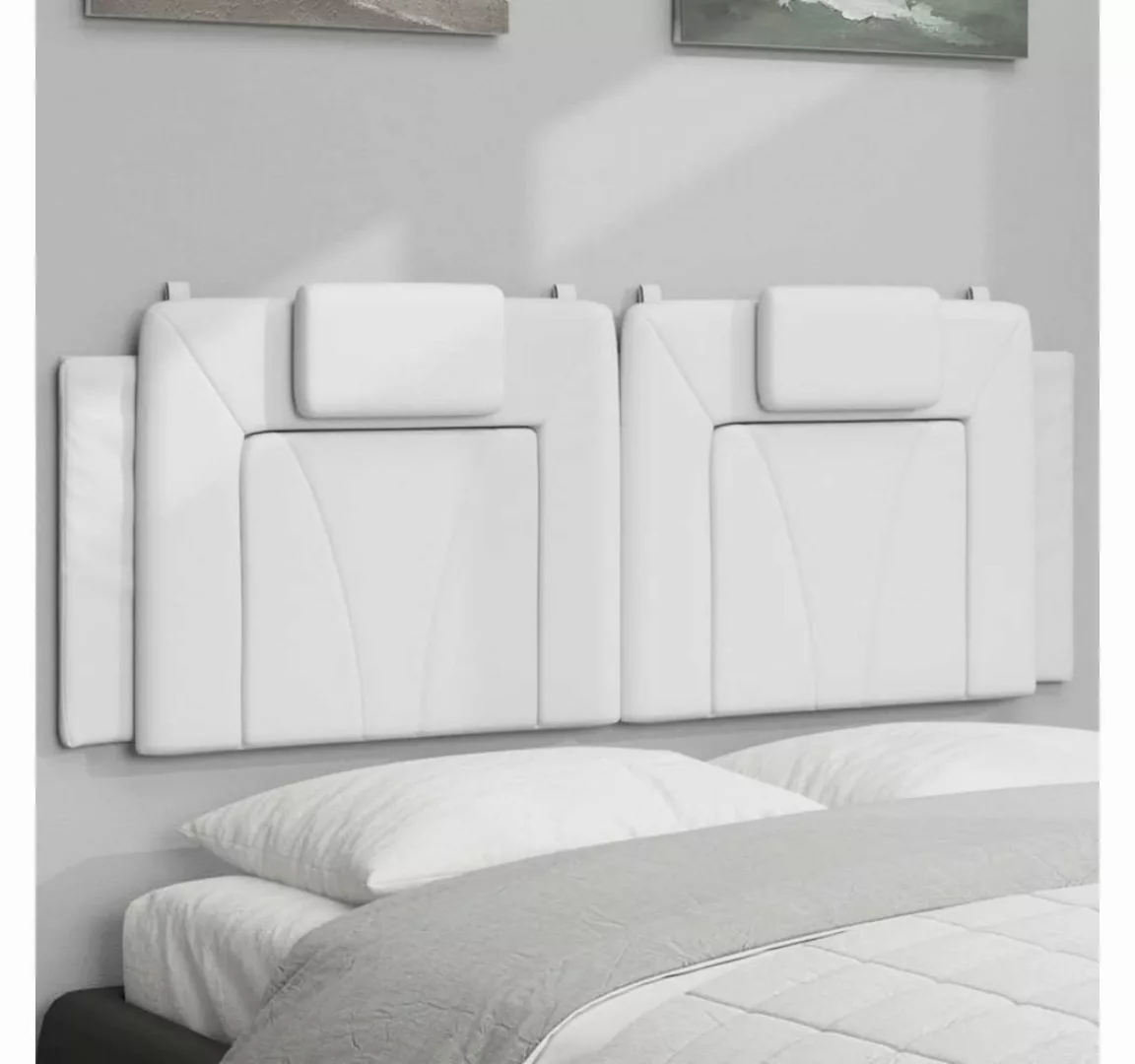 vidaXL Bett, Kopfteil-Kissen Weiß 140 cm Kunstleder günstig online kaufen