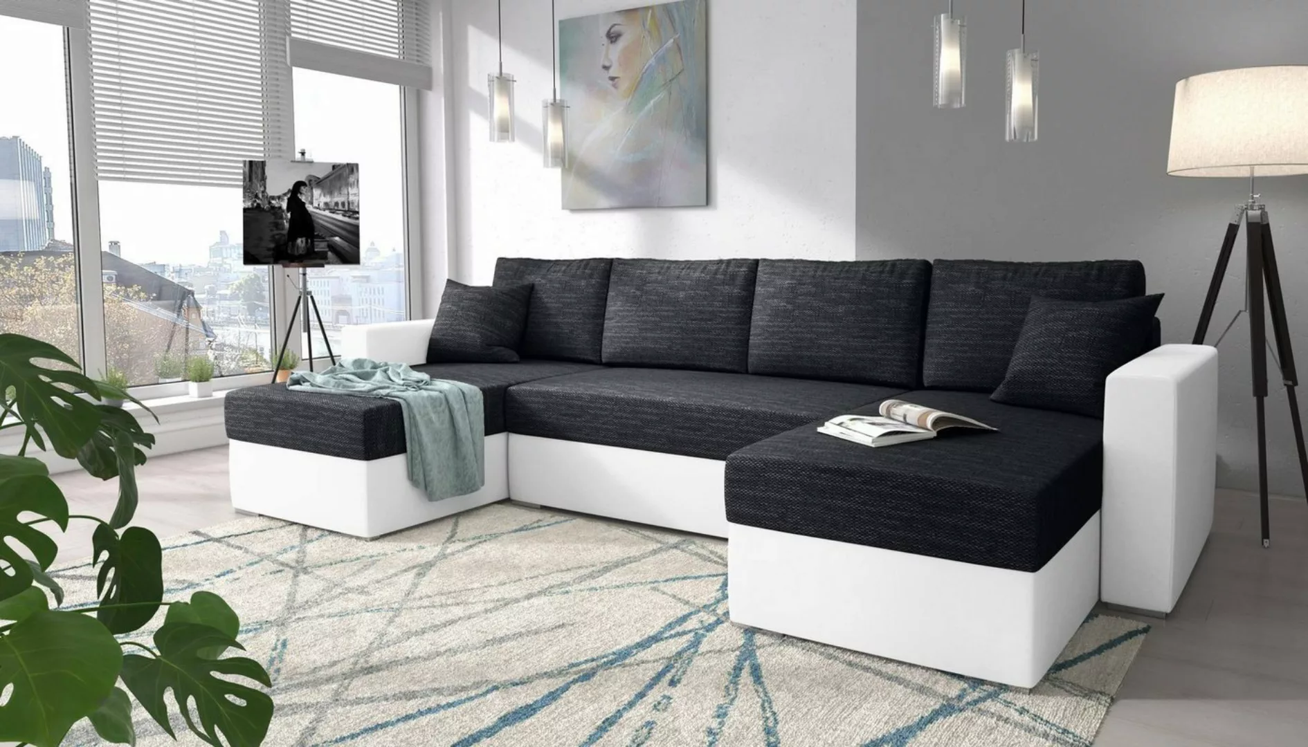 Stylefy Wohnlandschaft Rubicon, U-Form, Sofa, mit Bettfunktion und Bettkast günstig online kaufen