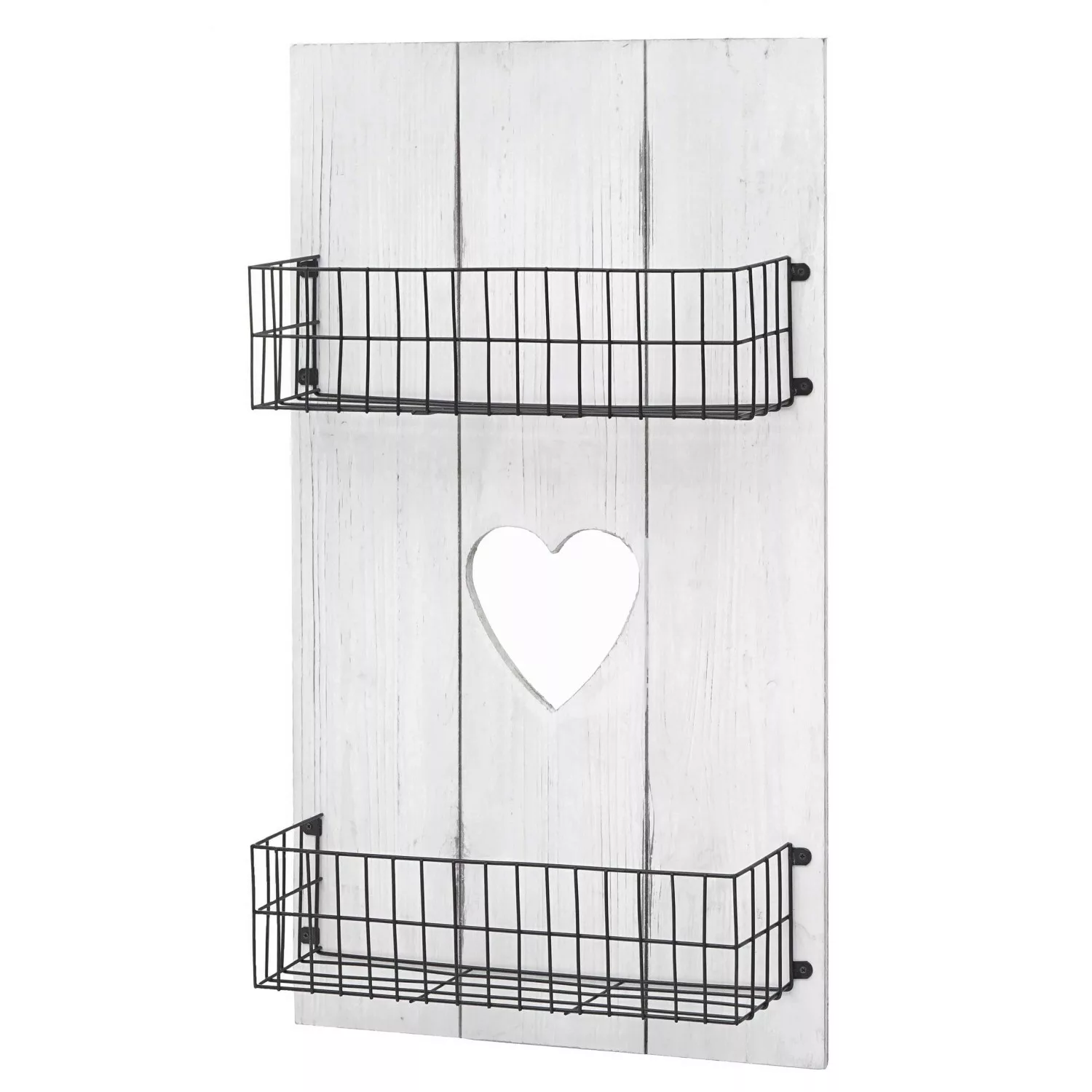 MCW Wandregal D42 Massivholz 70x40x10cm Weiß Shabby günstig online kaufen