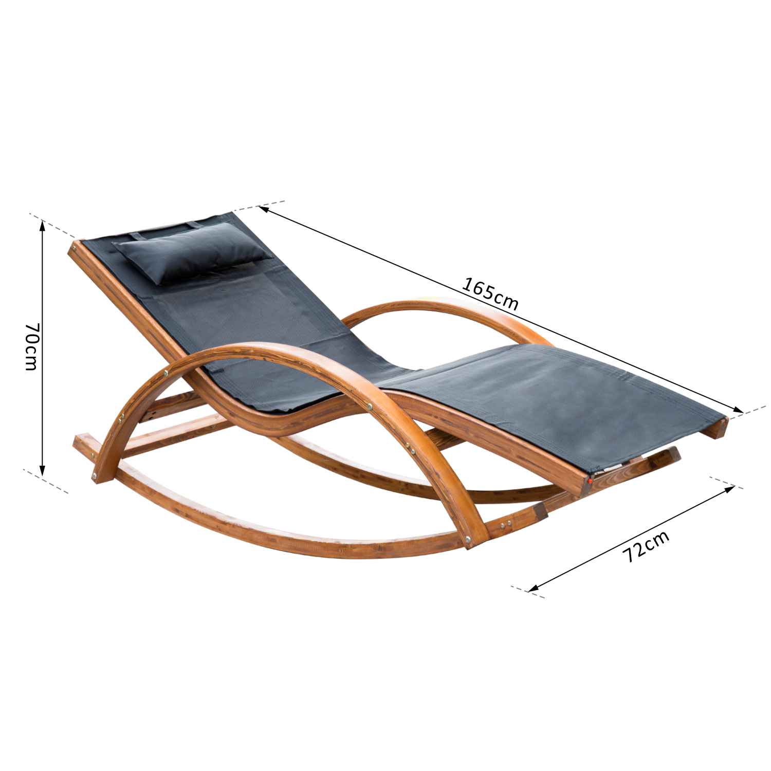 Outsunny Schaukelstuhl Gartenliege Holz Lounge schwarz   Aosom günstig online kaufen