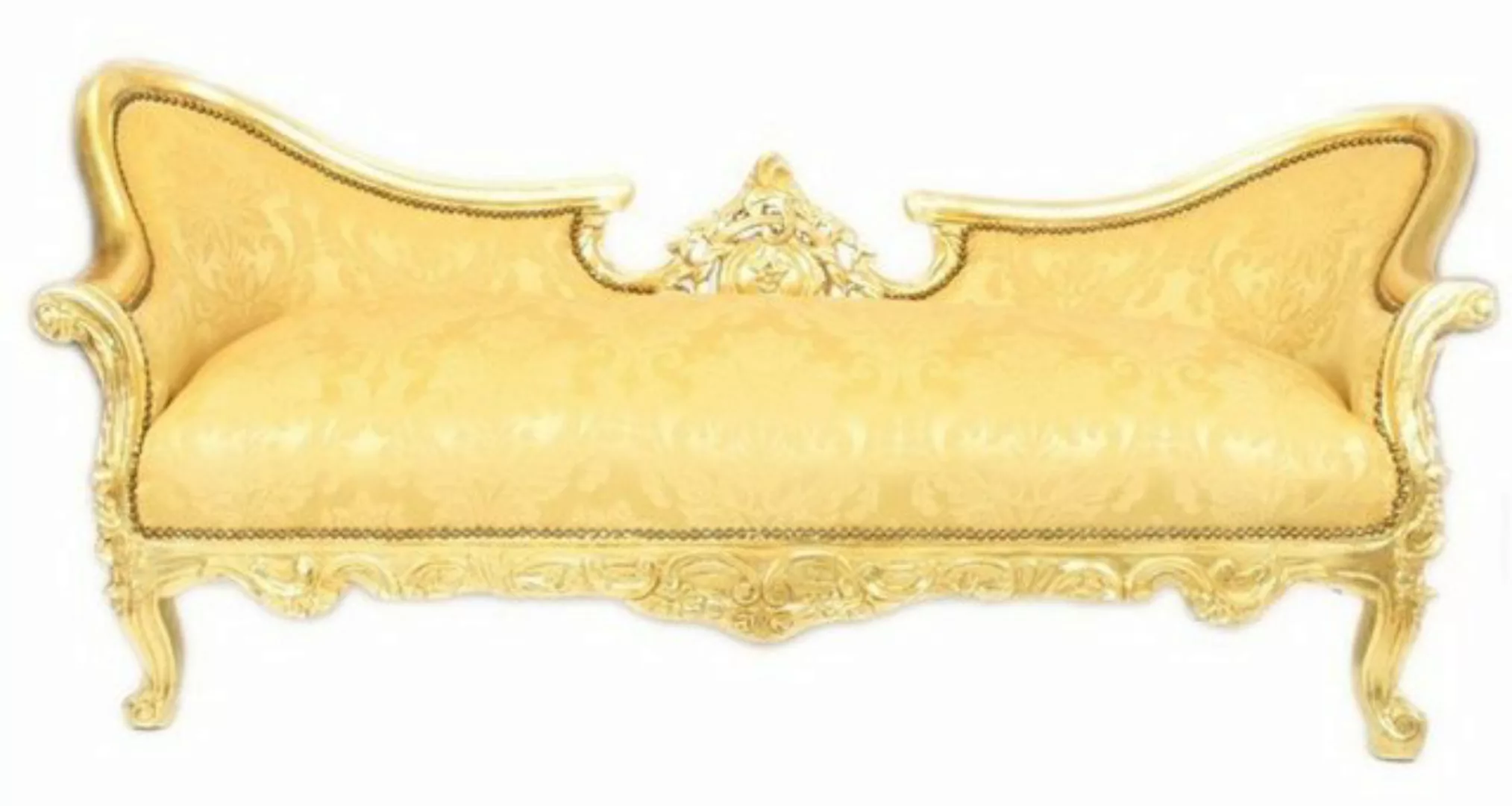 Casa Padrino Sofa Barock Sofa Garnitur Vampire Gold Blumen Muster / Gold - günstig online kaufen