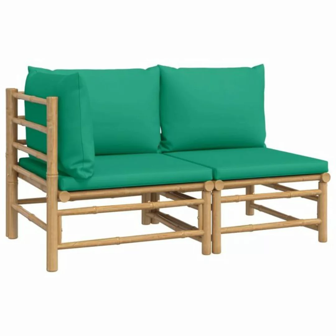 Vidaxl 2-tlg. Garten-lounge-set Mit Grünen Kissen Bambus günstig online kaufen