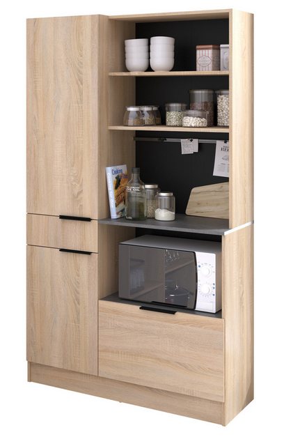 Parisot Küchenbuffet Revin (Küchenschrank in Eiche mit grau, 100 x 186 cm) günstig online kaufen