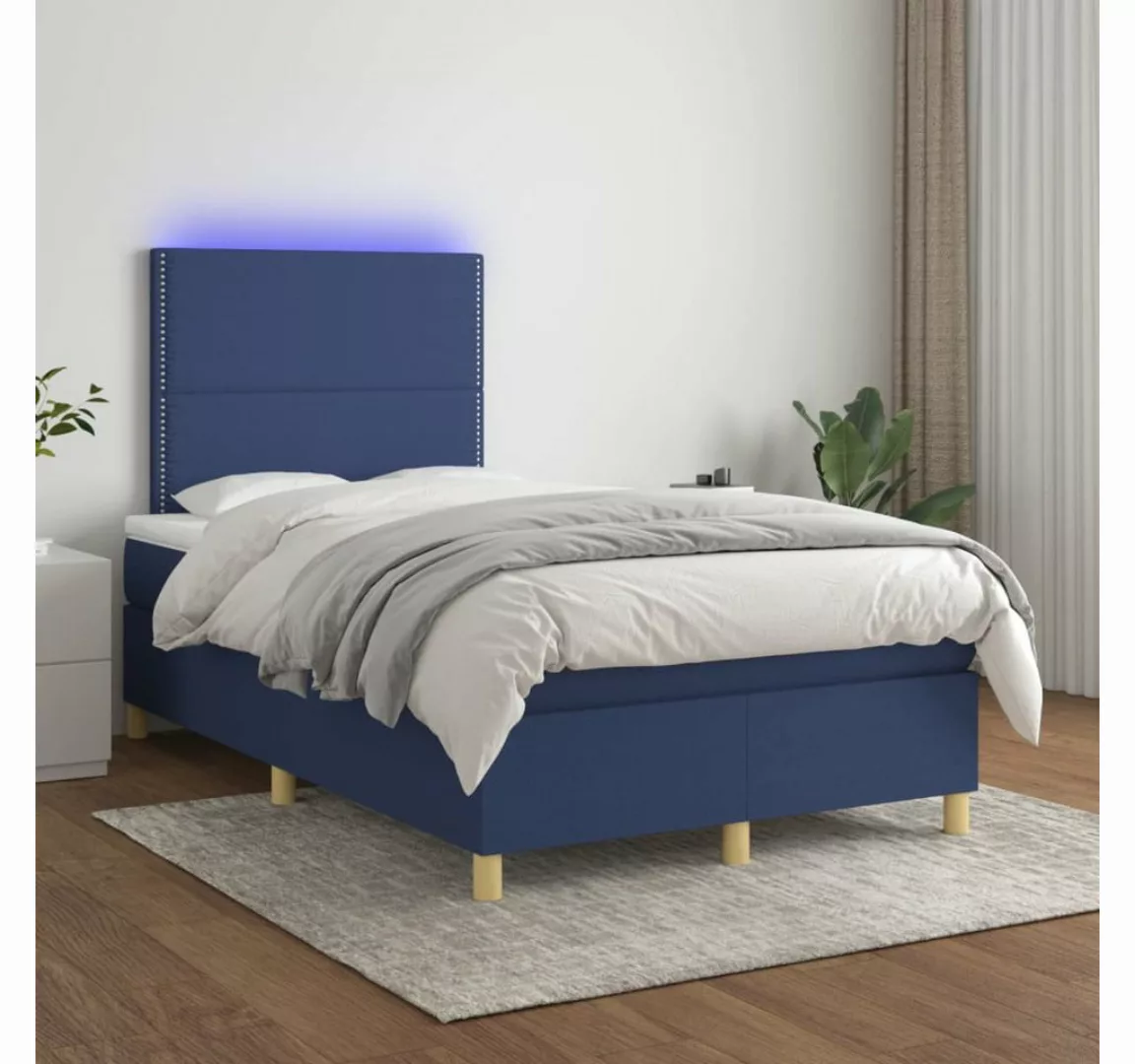 vidaXL Boxspringbett Bett Boxspringbett mit Matratze & Topper & LED (120 x günstig online kaufen