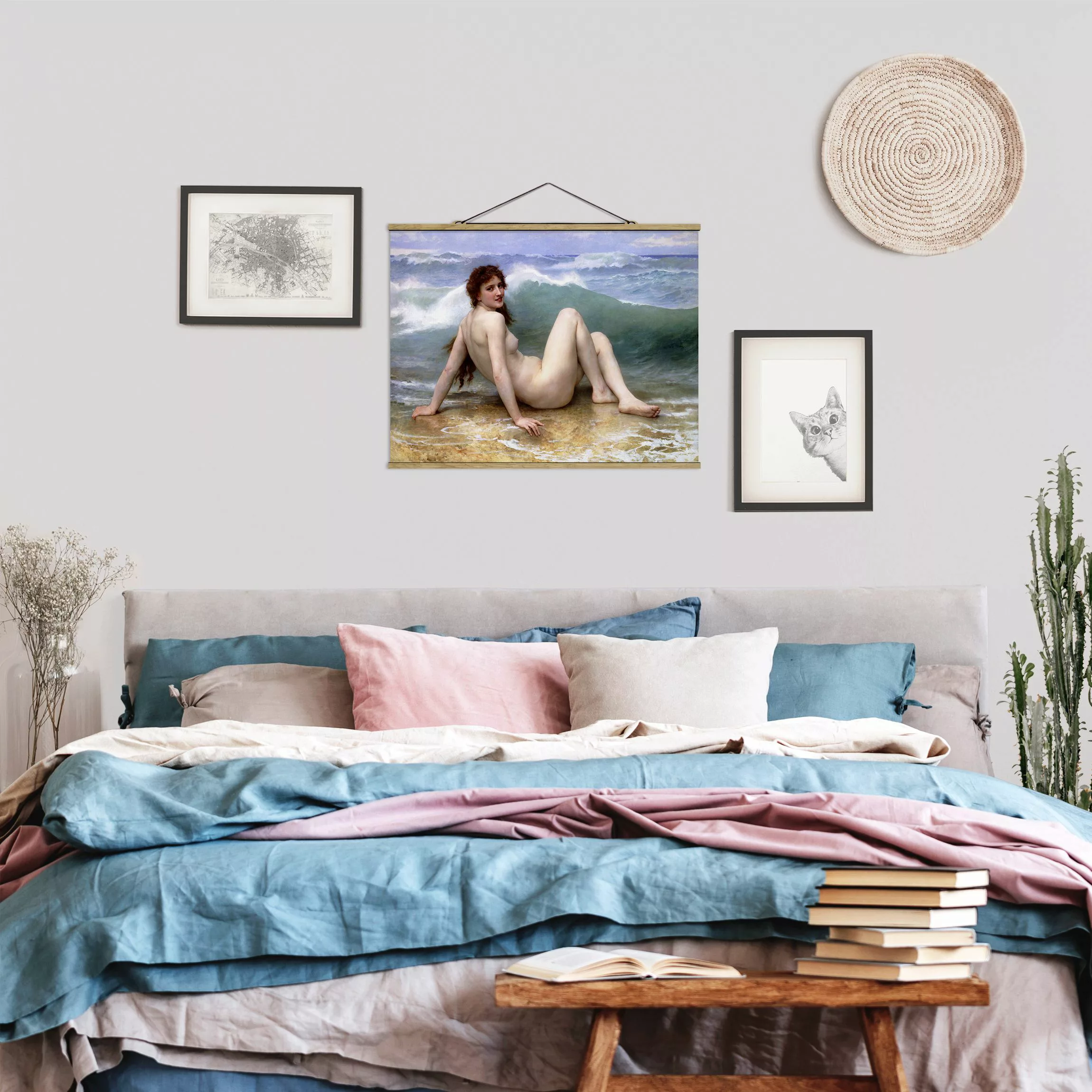 Stoffbild Strand mit Posterleisten - Querformat William Adolphe Bouguereau günstig online kaufen