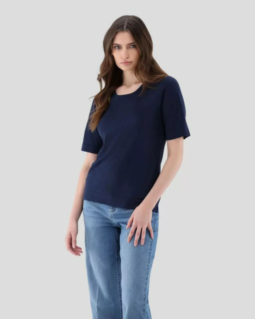 Tailliertes Strick T-Shirt mit Seide günstig online kaufen