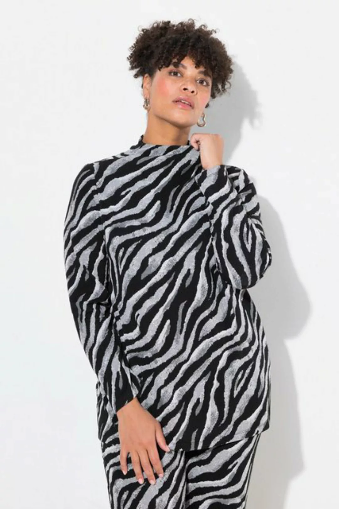 MIAMODA Sweatshirt Pullover Zebra Stehkragen Langarm günstig online kaufen