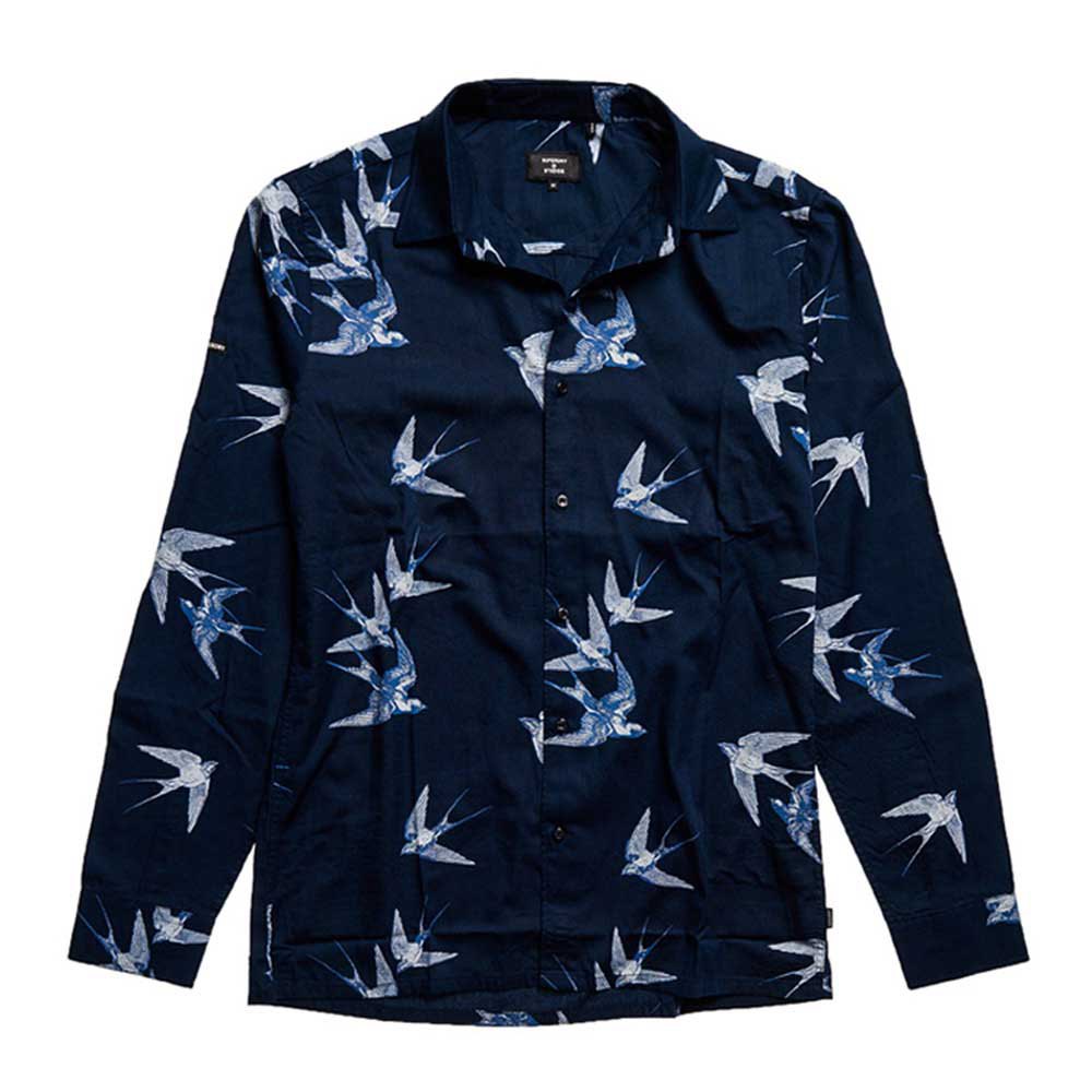 Superdry Studios Modern All Over Print Langarm Hemd S Navy Swallows günstig online kaufen