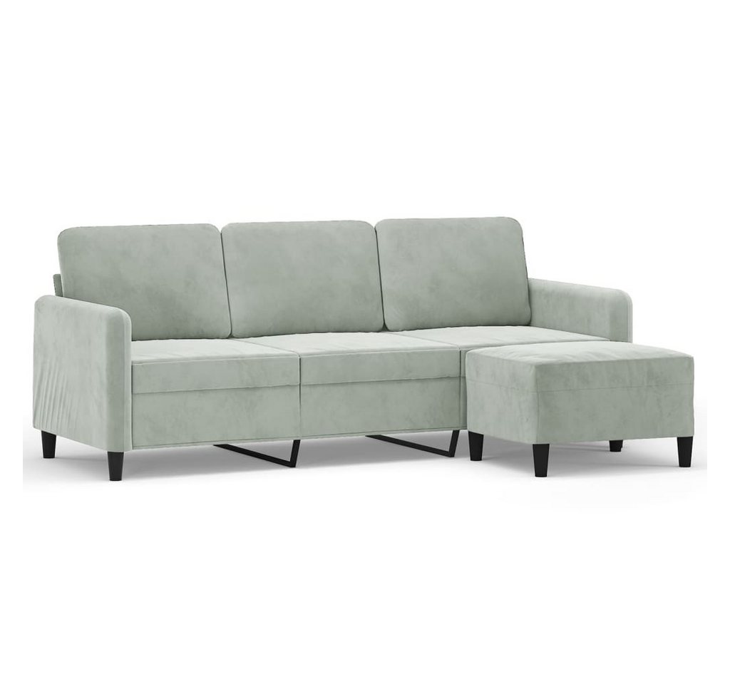 vidaXL Sofa 3-Sitzer-Sofa mit Hocker 180 cm Samt, Hellgrau günstig online kaufen