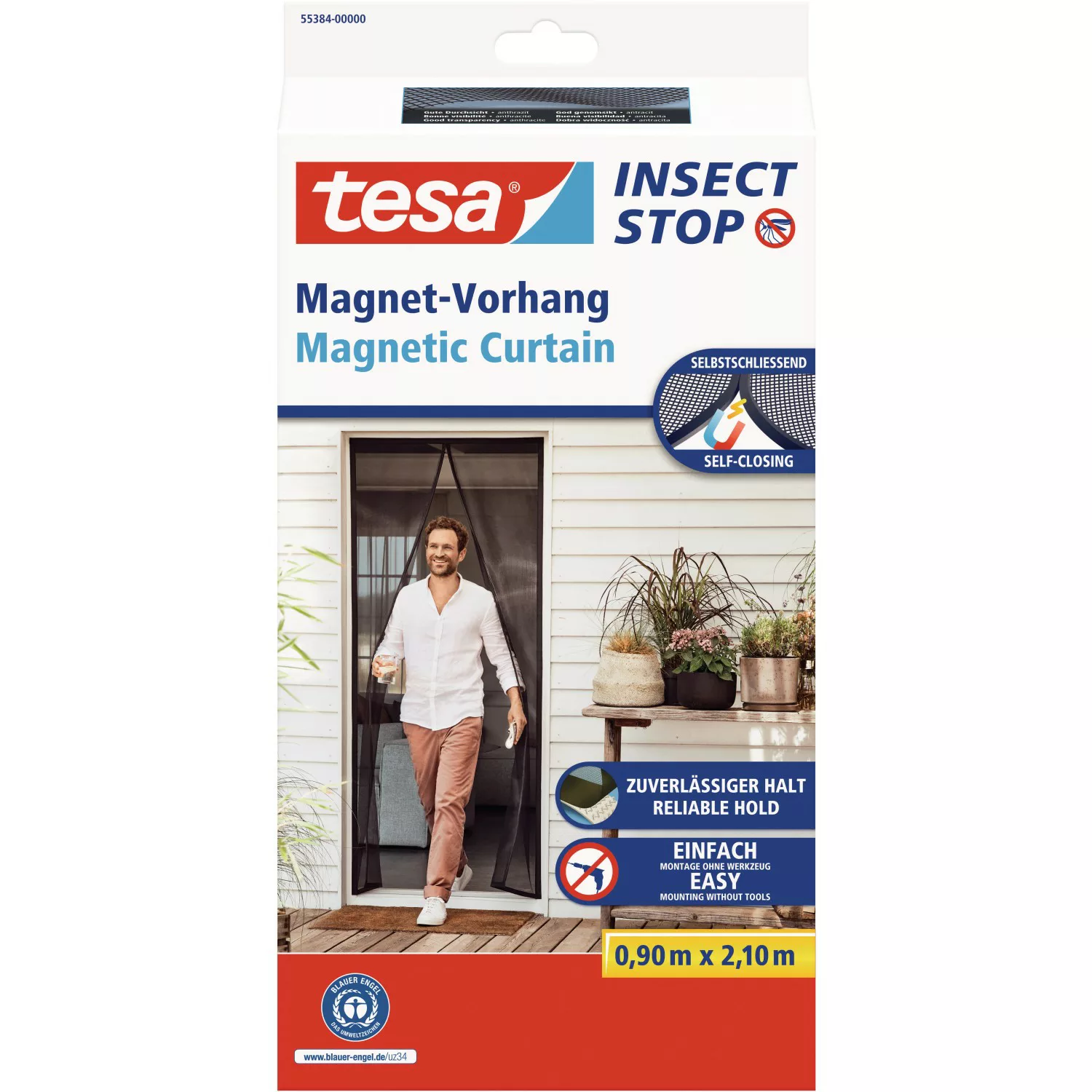 tesa® Selbstschließender Magnetvorhang 0,90 m x 2,00 m Anthrazit günstig online kaufen