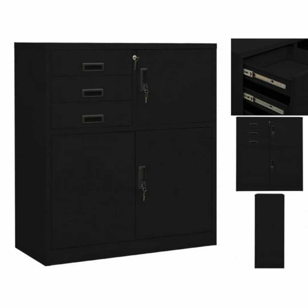 Büroschrank Schwarz 90x40x102 Cm Stahl günstig online kaufen