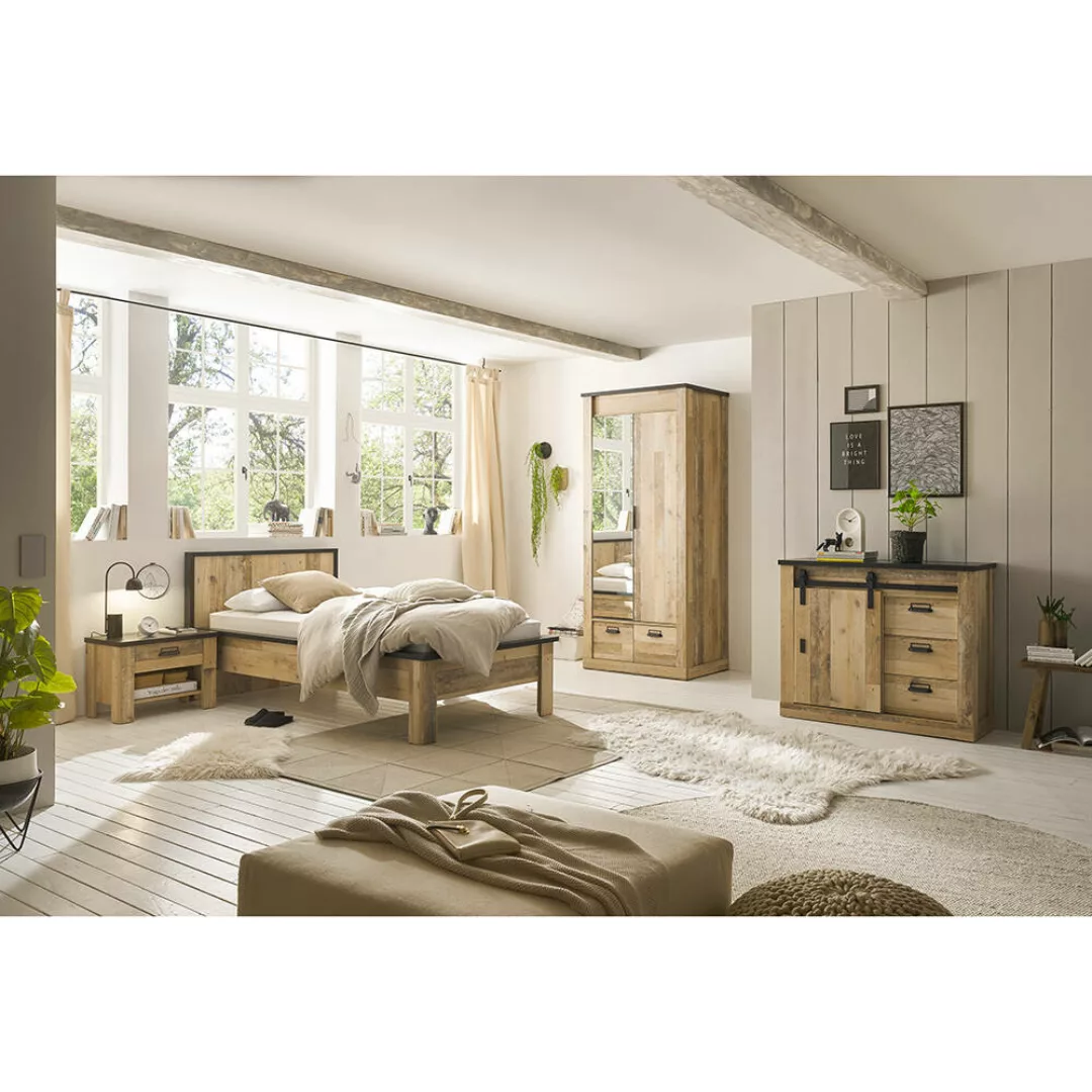 Schlafzimmer Set 4-teilig mit Bett 90x200cm SHELTON-61 in Old Style hell mi günstig online kaufen