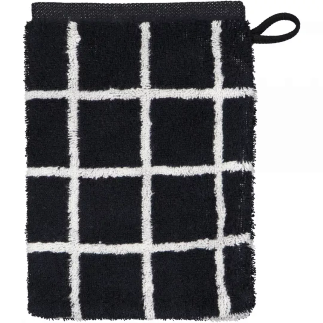 Cawö Zoom Karo 123 - Farbe: schwarz - 97 - Waschhandschuh 16x22 cm günstig online kaufen