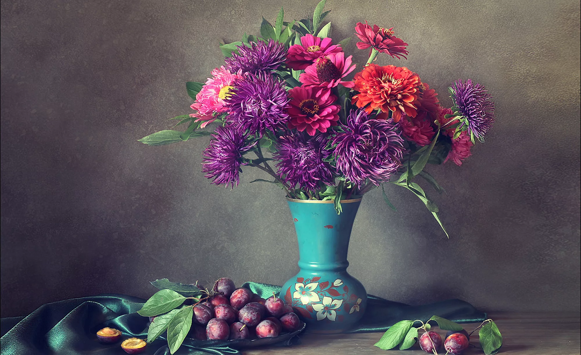 Kunstleinwand  "Flowers In Vase" - 80 cm - 60 cm - Dekoration > Bilder & Sc günstig online kaufen