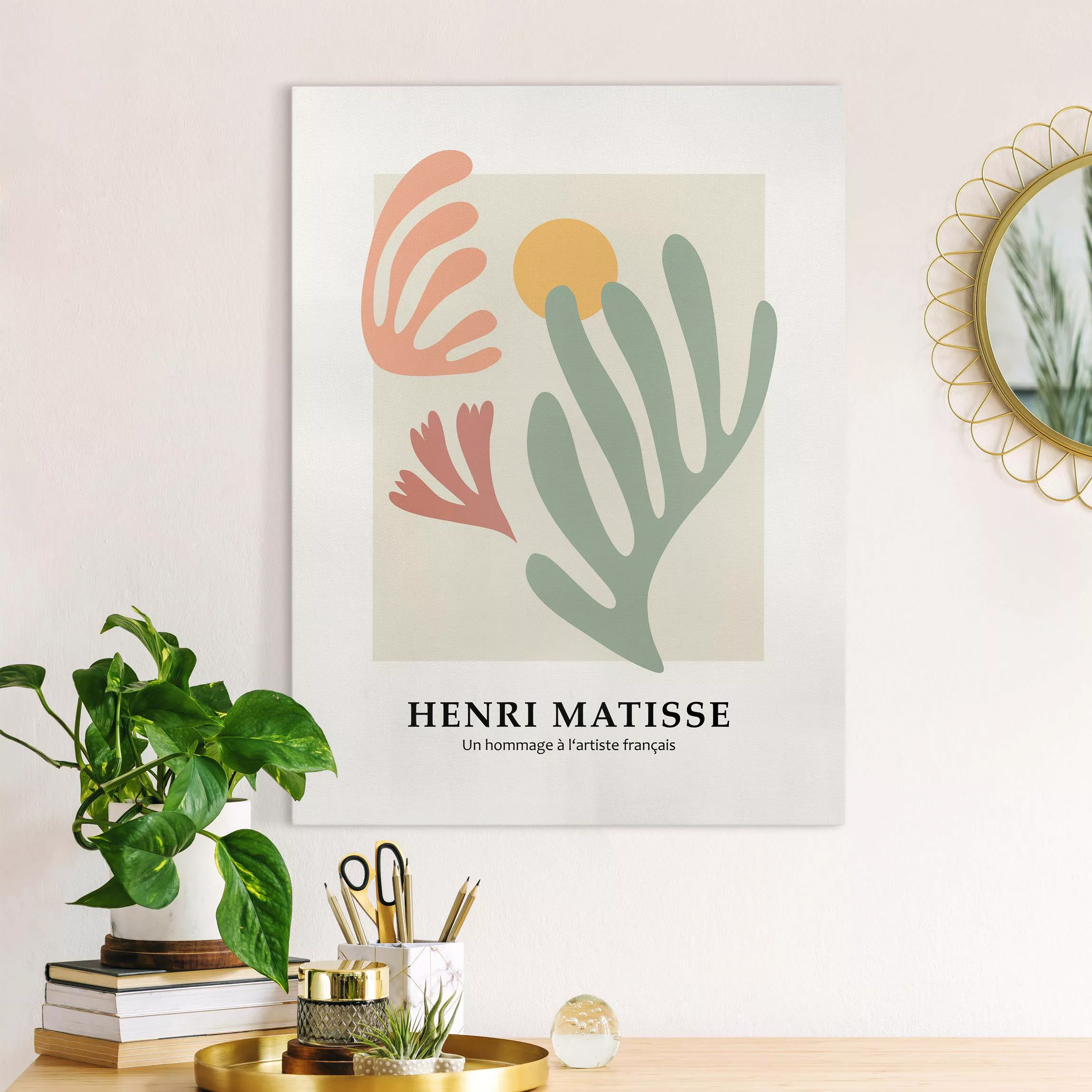 Leinwandbild Matisse Hommage - Sonne mit Pflanze günstig online kaufen