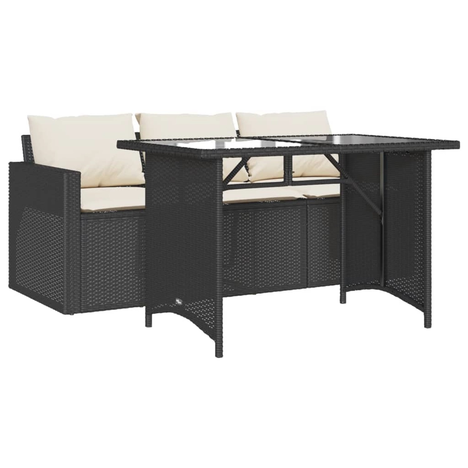 vidaXL 2-Tlg Garten-Essgruppe mit Kissen Schwarz Poly Rattan 366328 günstig online kaufen