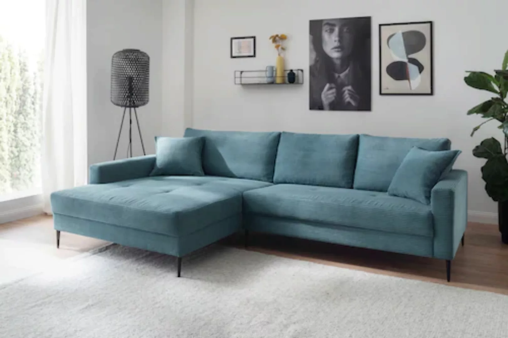 Trends by HG Ecksofa »Summer L-Form«, in Cord-Stoff mit Metallfuß günstig online kaufen