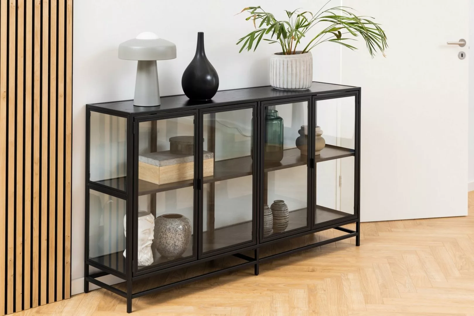 ACTONA GROUP Glasvitrine in schwarz, Stahl - 152,4x86,4x35cm (BxHxT) günstig online kaufen