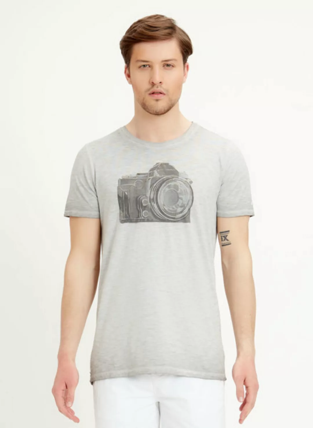 T-shirt Aus Bio-baumwolle Mit Kamera Motiv günstig online kaufen