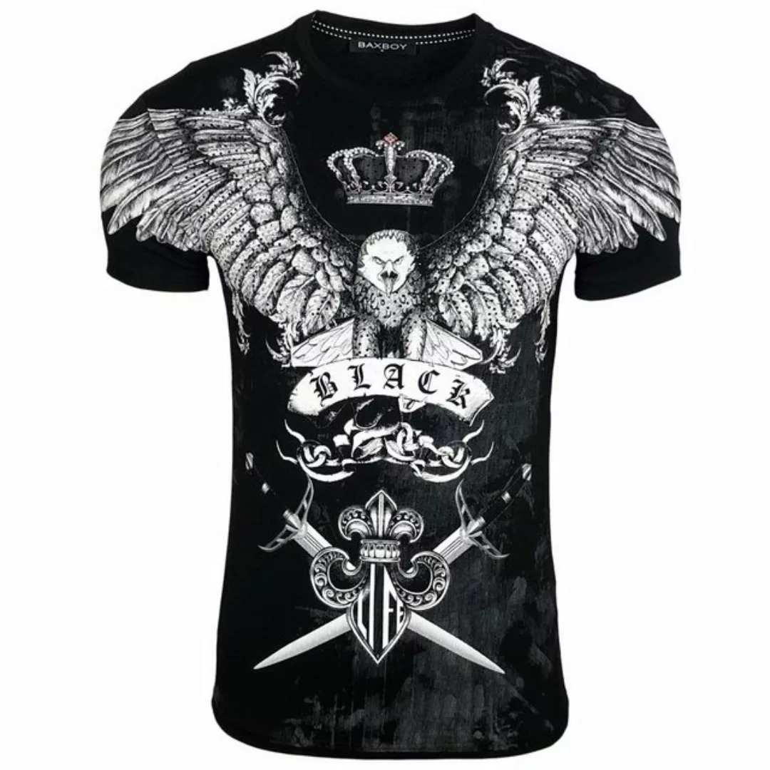 Baxboy T-Shirt Baxboy T-Shirt mit Strasssteinen und Frontprint Totenkopf günstig online kaufen