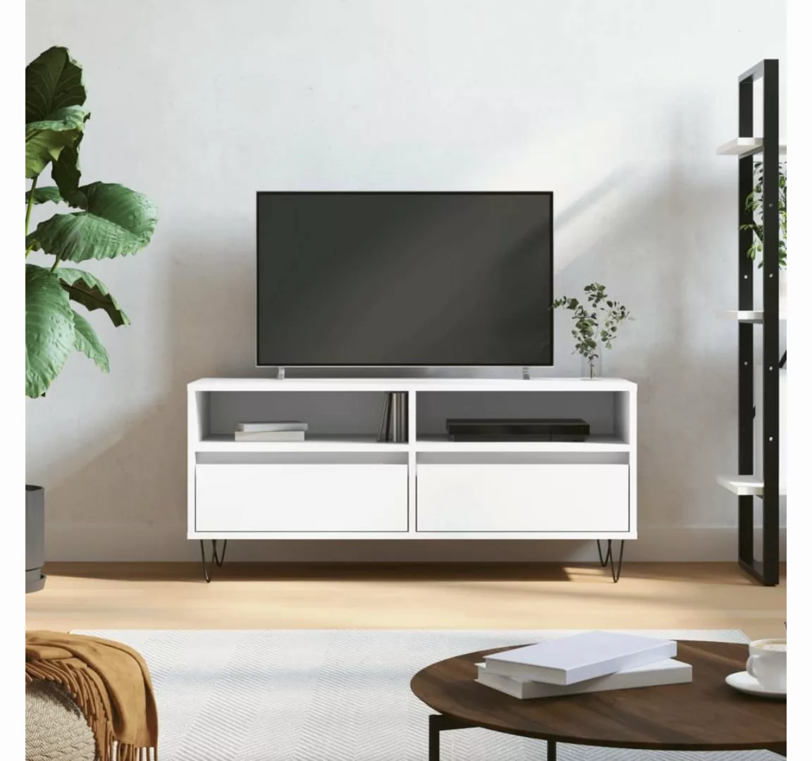 furnicato TV-Schrank Weiß 100x34,5x44,5 cm Holzwerkstoff günstig online kaufen