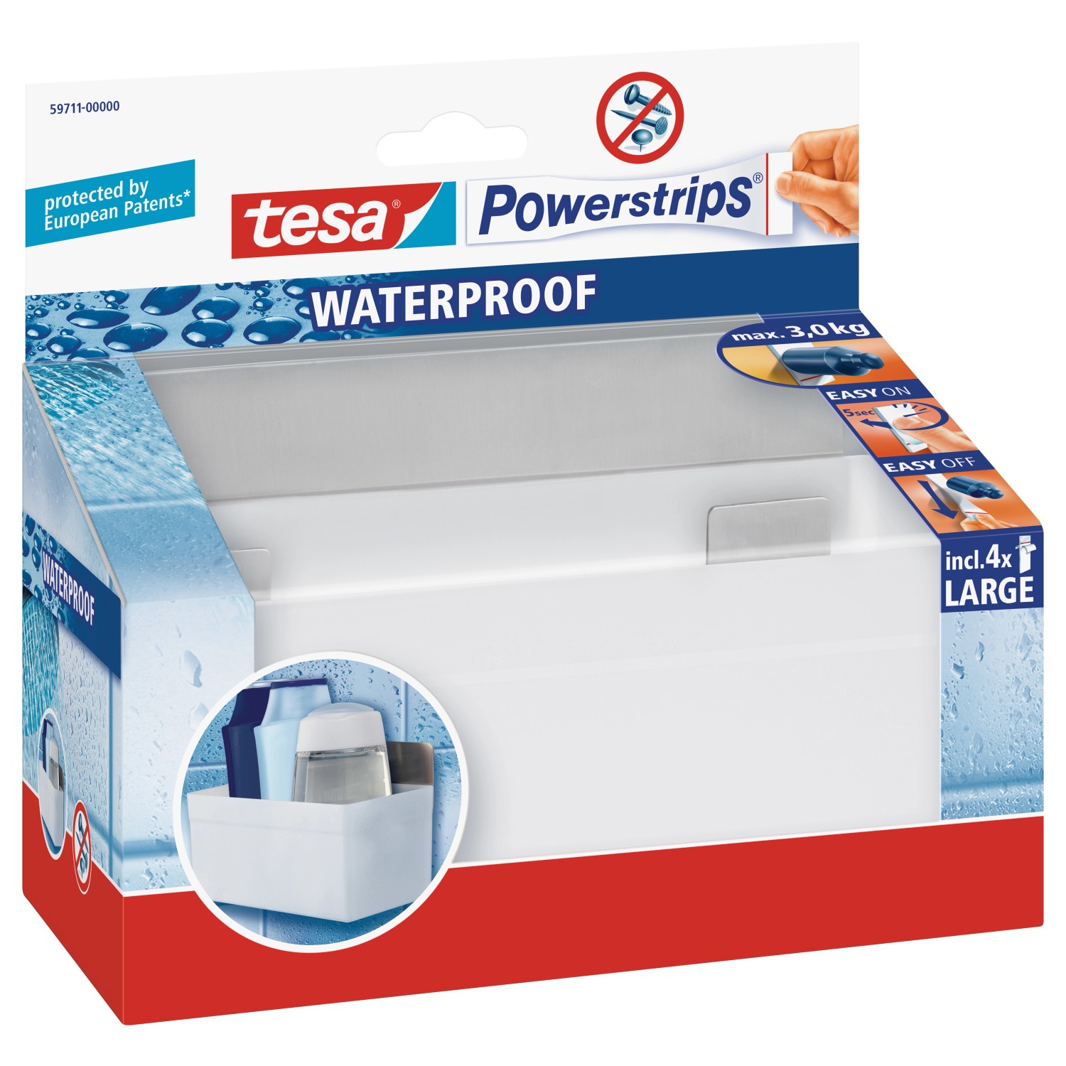 Tesa Waterproof Regal Weiß mit 4 x Powerstrips Large günstig online kaufen