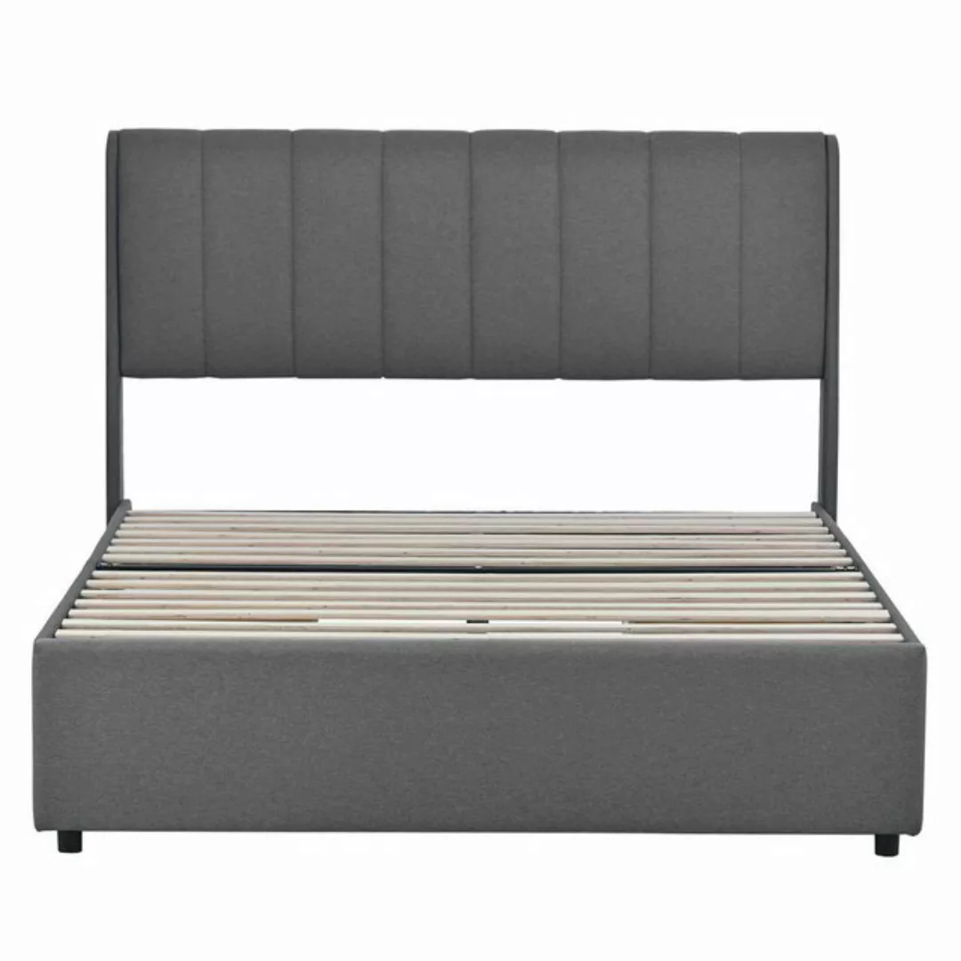 IDEASY Polsterbett Doppelbett, Leinenbett, Bettgestell aus Stoff, 140 x 200 günstig online kaufen