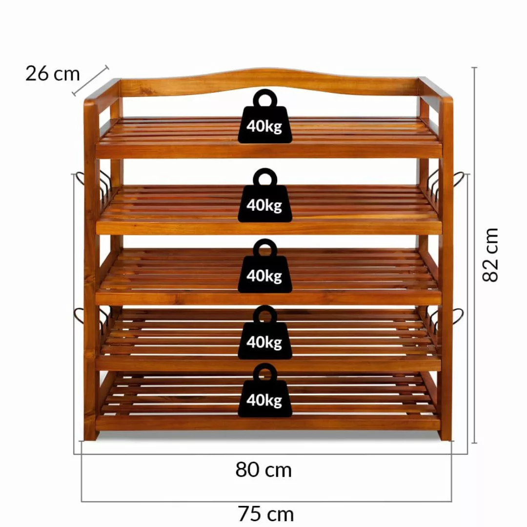 Casaria Schuhregal Akazie, Holz FSC®-Zertifiziert 5 günstig online kaufen