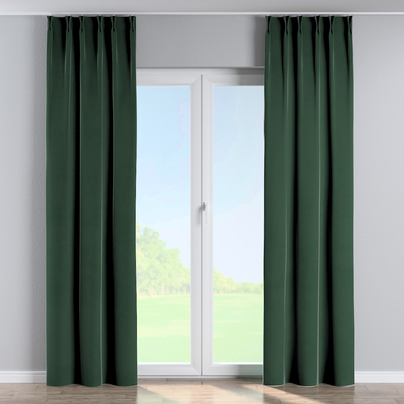Vorhang mit flämischen 2-er Falten, moosgrün, Crema (180-63) günstig online kaufen