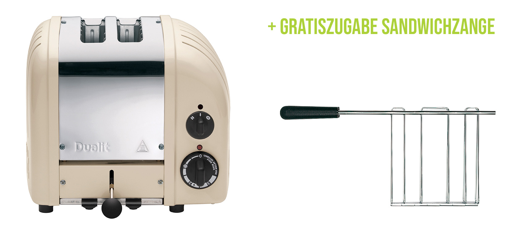 Classic Toaster Premium 2-Schlitz inkl. Gratis Brötchenaufsatz Creme günstig online kaufen