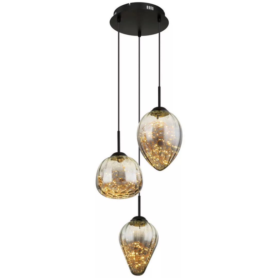 GLOBO LED-Pendelleuchte Firefly 15642-3 schwarz Metall Rauchglas D: ca. 40 günstig online kaufen