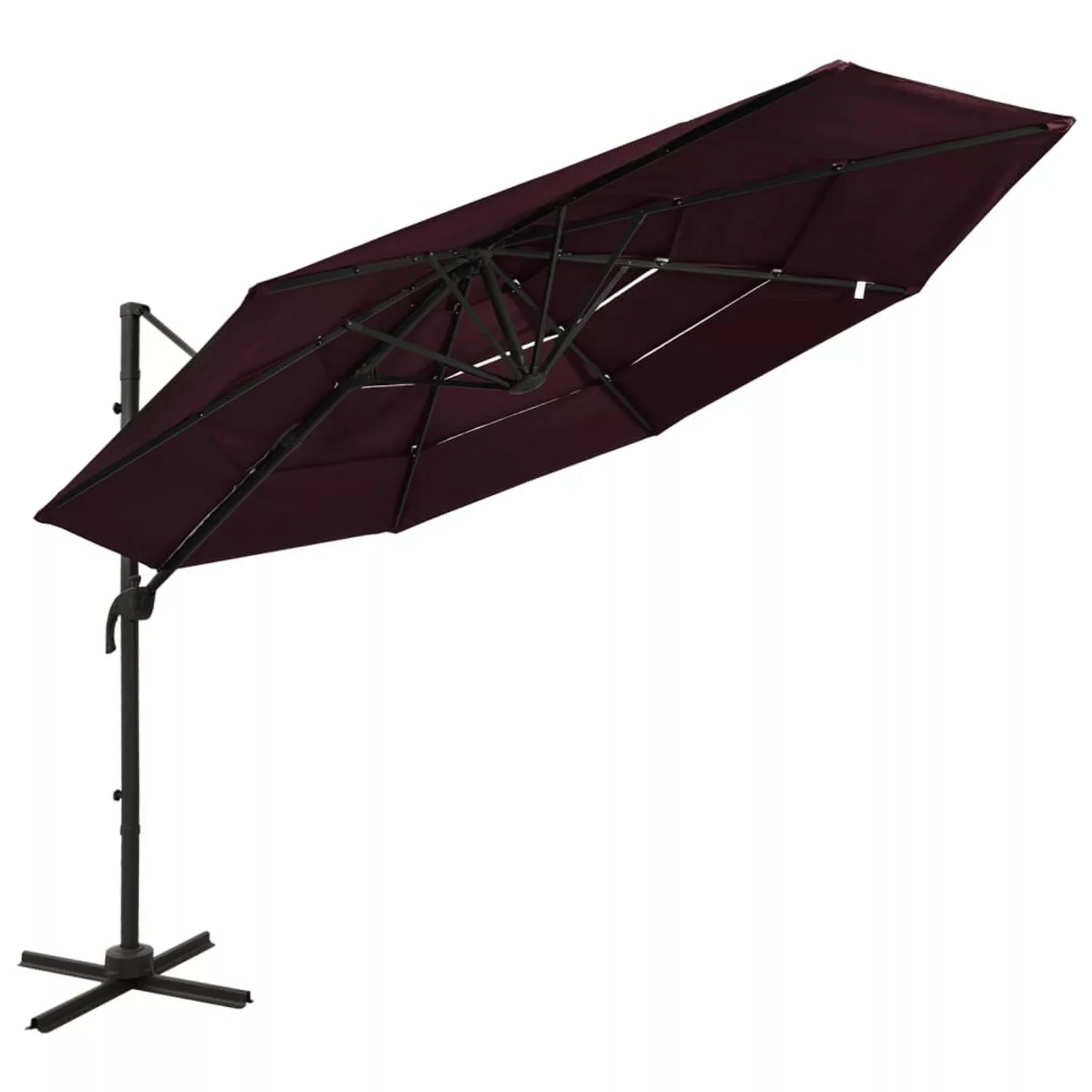 furnicato Sonnenschirm mit Aluminium-Mast 4-lagig Bordeauxrot 3x3 m günstig online kaufen