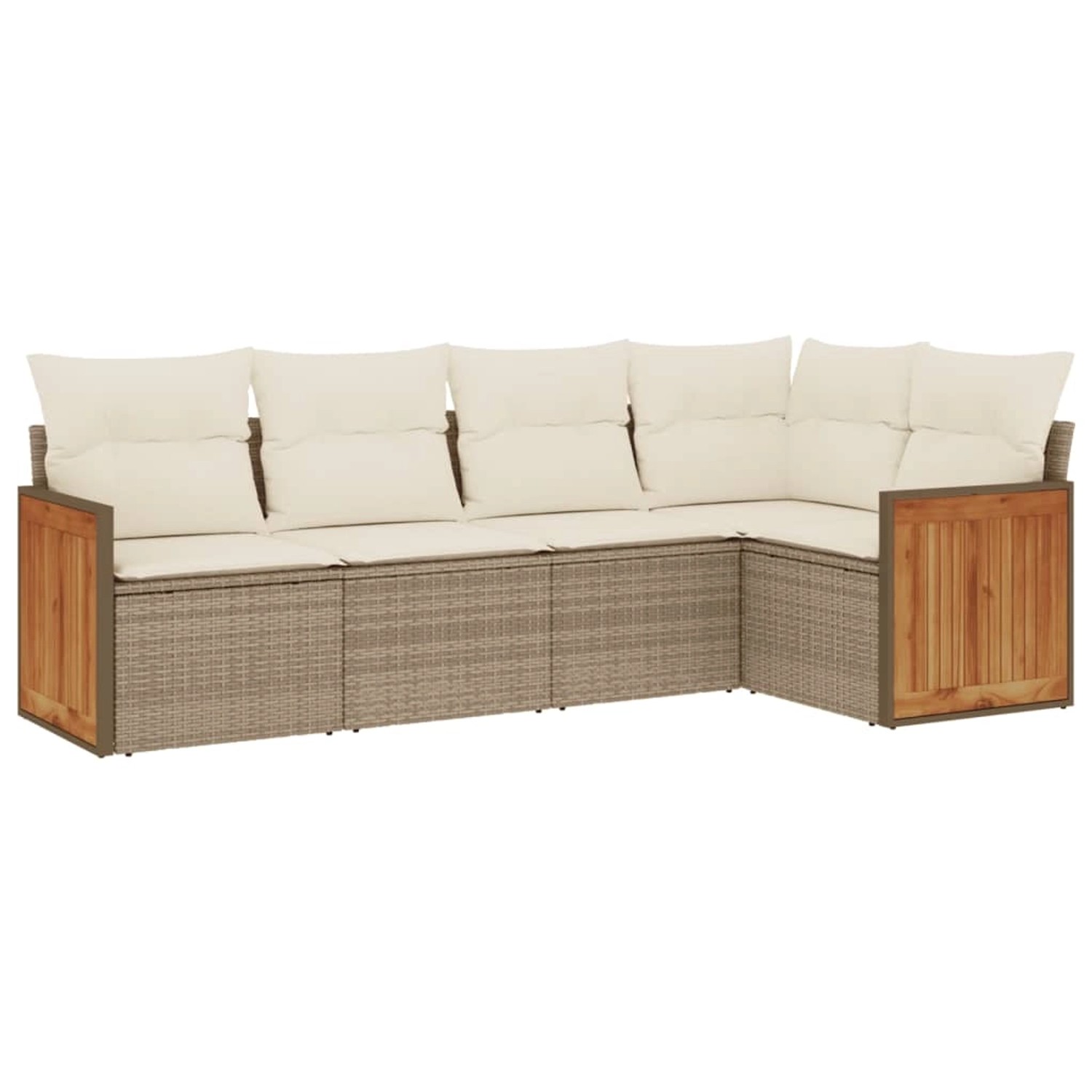 vidaXL 5-Tlg Garten-Sofagarnitur mit Kissen Beige Poly Rattan 3260028 günstig online kaufen