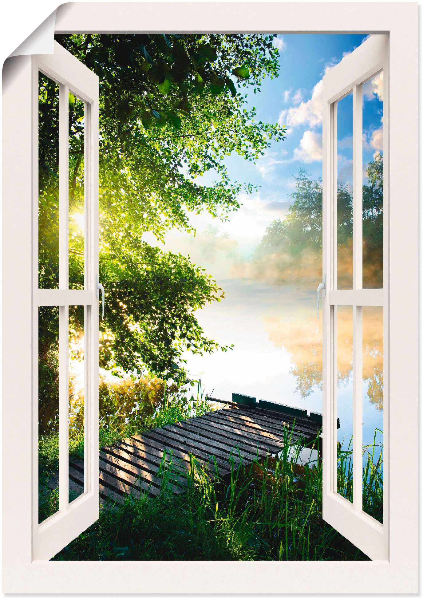 Artland Wandbild "Fensterblick Angelsteg am Fluss", Fensterblick, (1 St.), günstig online kaufen