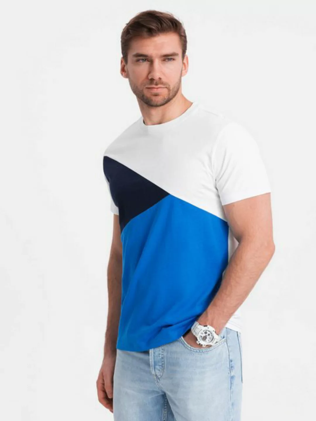 OMBRE T-Shirt Dreifarbiges Baumwoll-T-Shirt für Männer günstig online kaufen