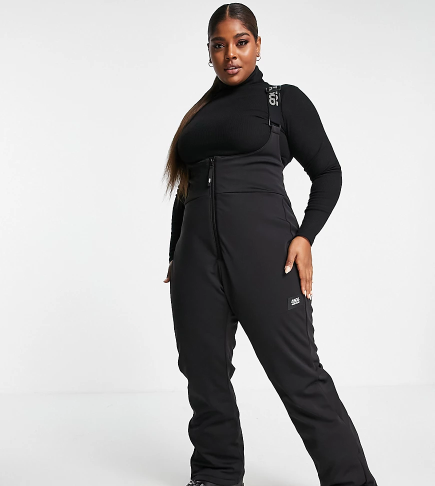 ASOS 4505 Curve – Ski-Latzhose mit hoher Taille-Schwarz günstig online kaufen