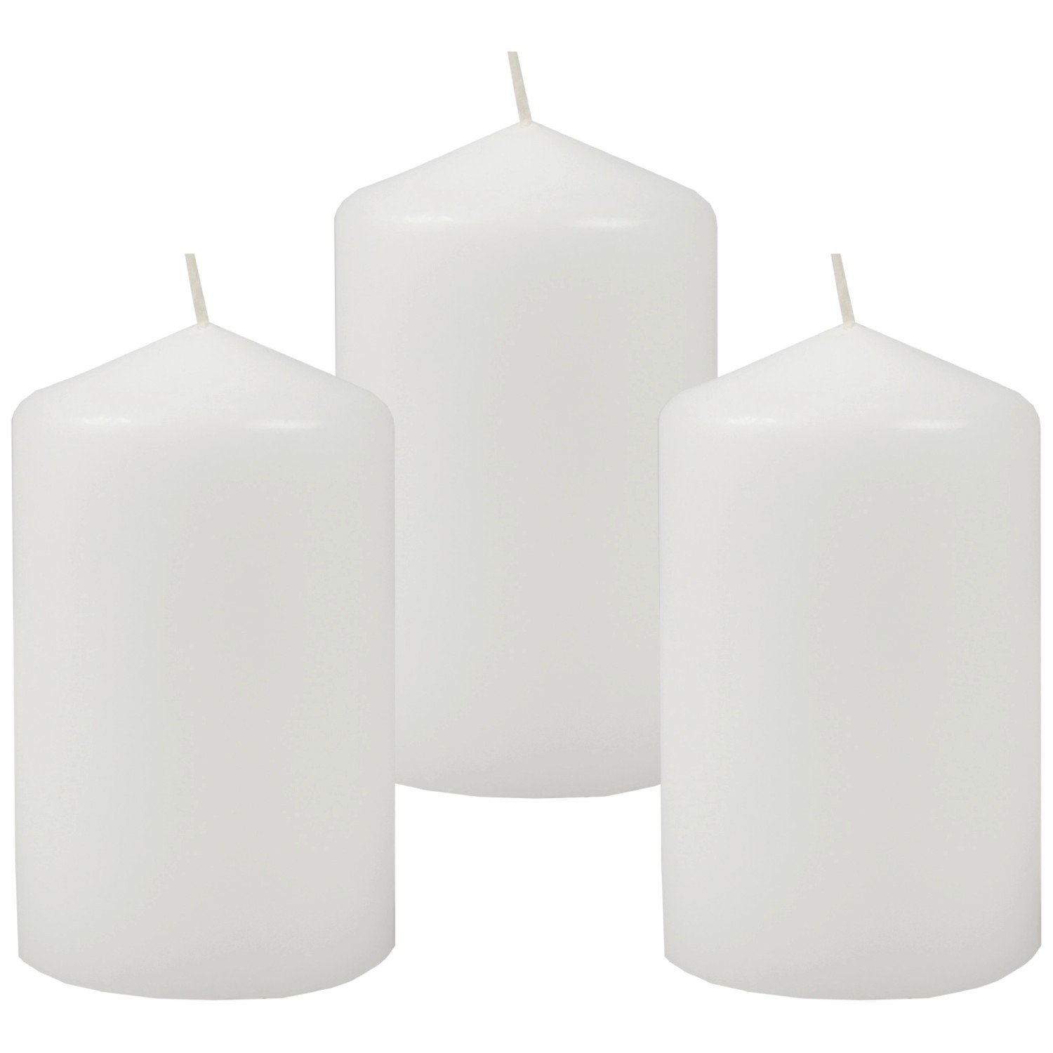 HS Candle Stumpenkerzen Ø6cm 3er Pack Weiß Hell günstig online kaufen