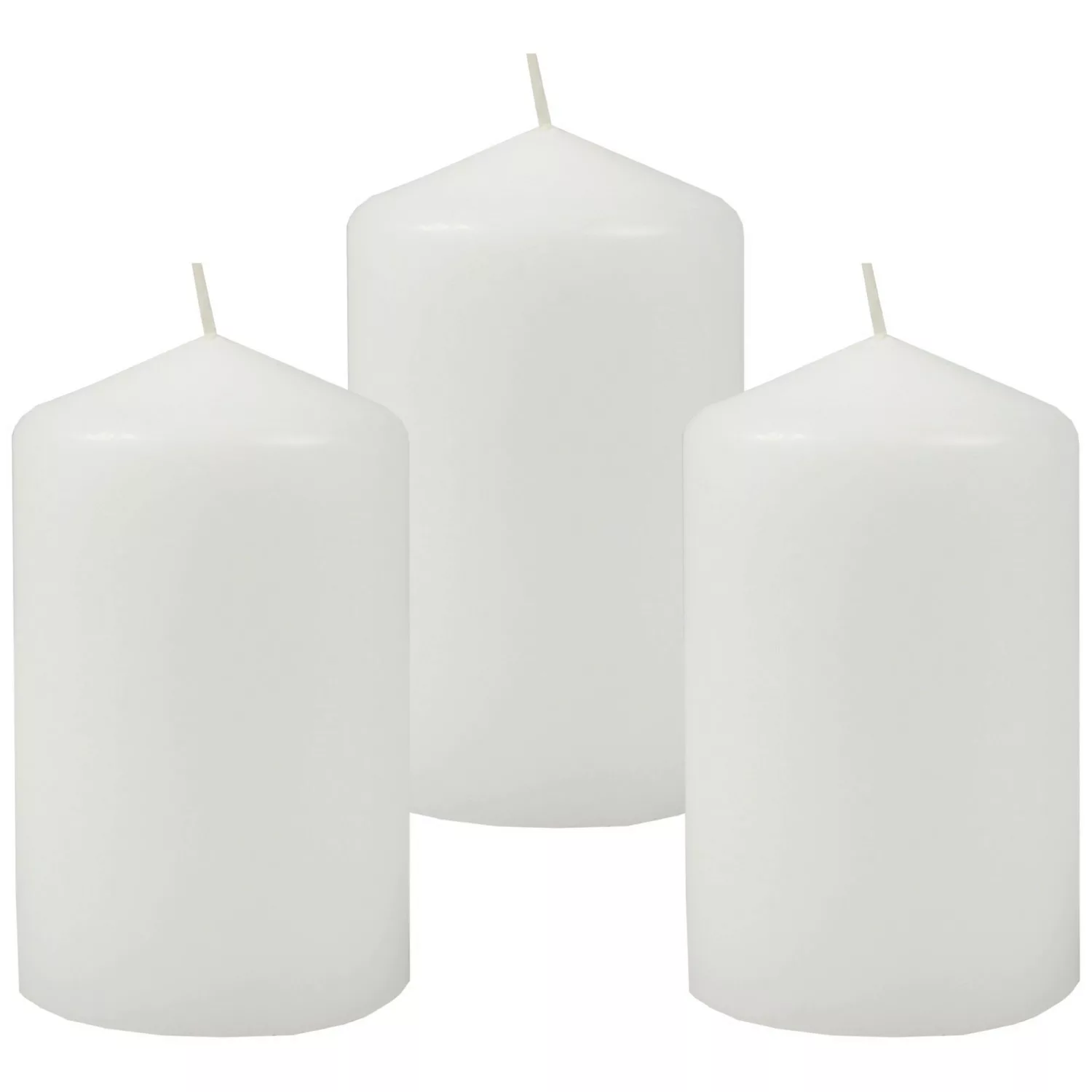 HS Candle Stumpenkerzen Ø6cm 3er Pack Weiß Hell günstig online kaufen