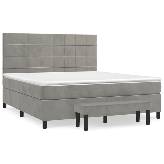 vidaXL Bettgestell Boxspringbett mit Matratze Hellgrau 160x200 cm Samt Bett günstig online kaufen