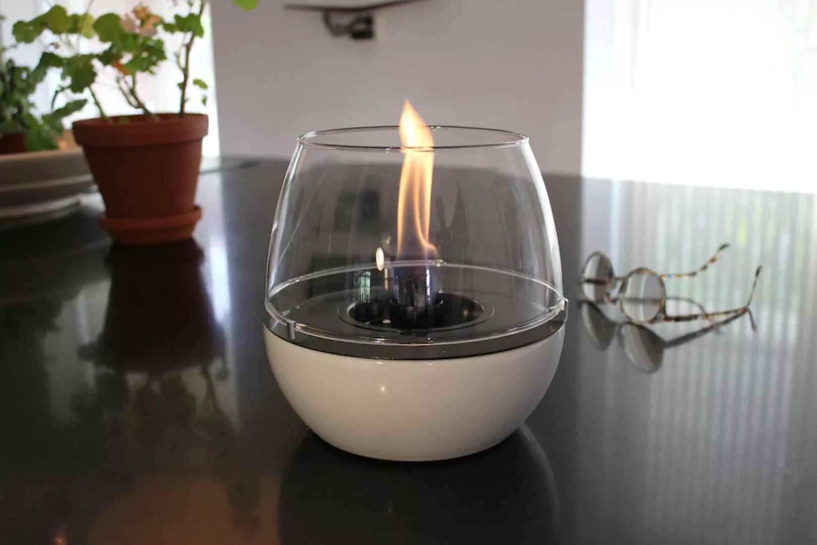 TENDERFLAME Tischfeuer "Tulpe", 3-fach Docht, Porzellansockel und Glasring günstig online kaufen