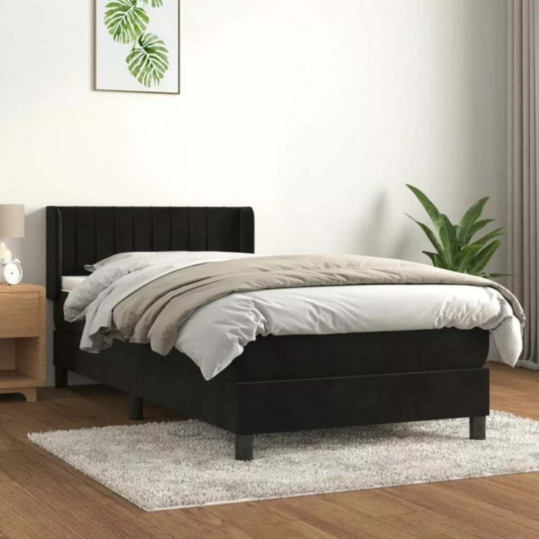 Vidaxl Boxspringbett Mit Matratze Schwarz 80x200 Cm Samt günstig online kaufen