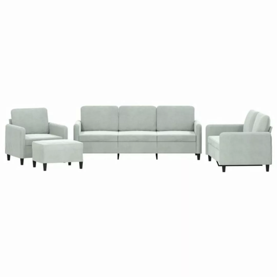 vidaXL Sofa Sofagarnitur Set mit Kissen Samt, 4-tlg., Hellgrau günstig online kaufen