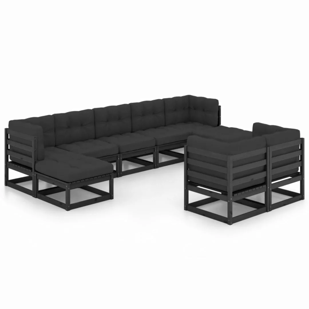 9-tlg. Garten-lounge-set Mit Kissen Schwarz Massivholz Kiefer günstig online kaufen