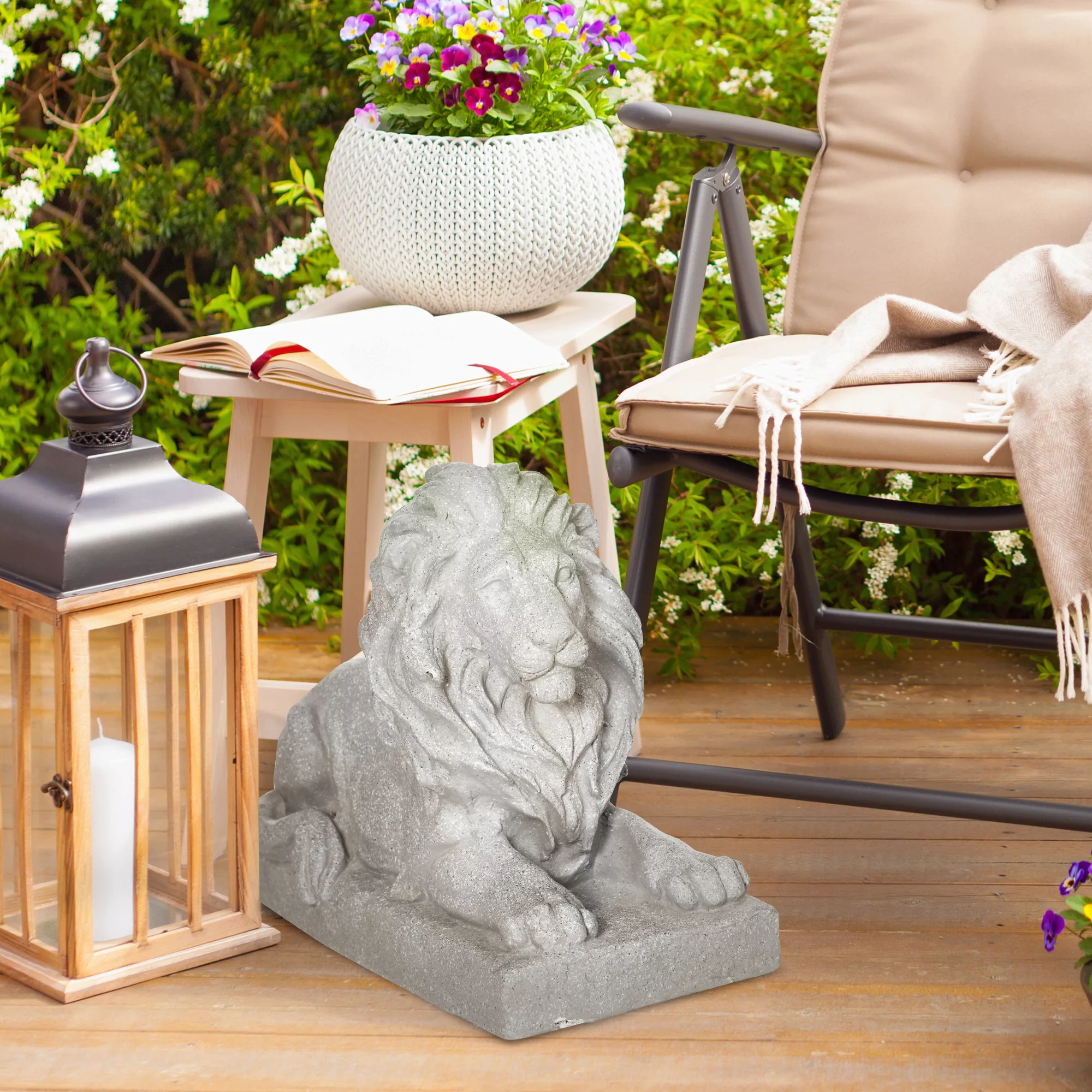 Outsunny Löwen-Skulptur  Wetterbeständige Gartenfigur als Outdoor-Ornament, günstig online kaufen
