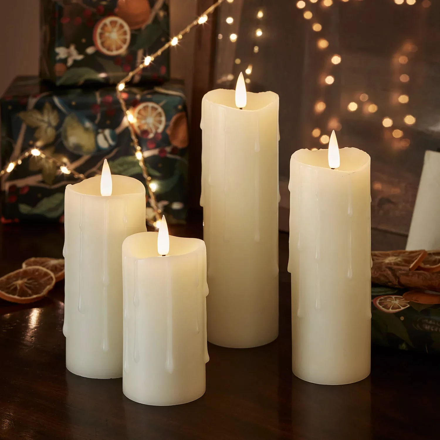 4er Set TruGlow® LED Kerzen schmal mit Wachstropfen günstig online kaufen