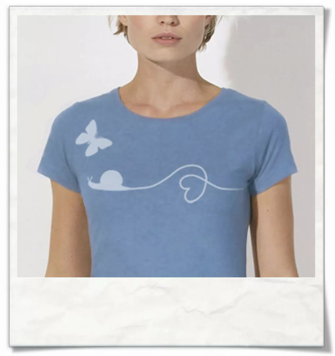 Schnecke & Schmetterling T-shirt Für Frauen In Blau günstig online kaufen