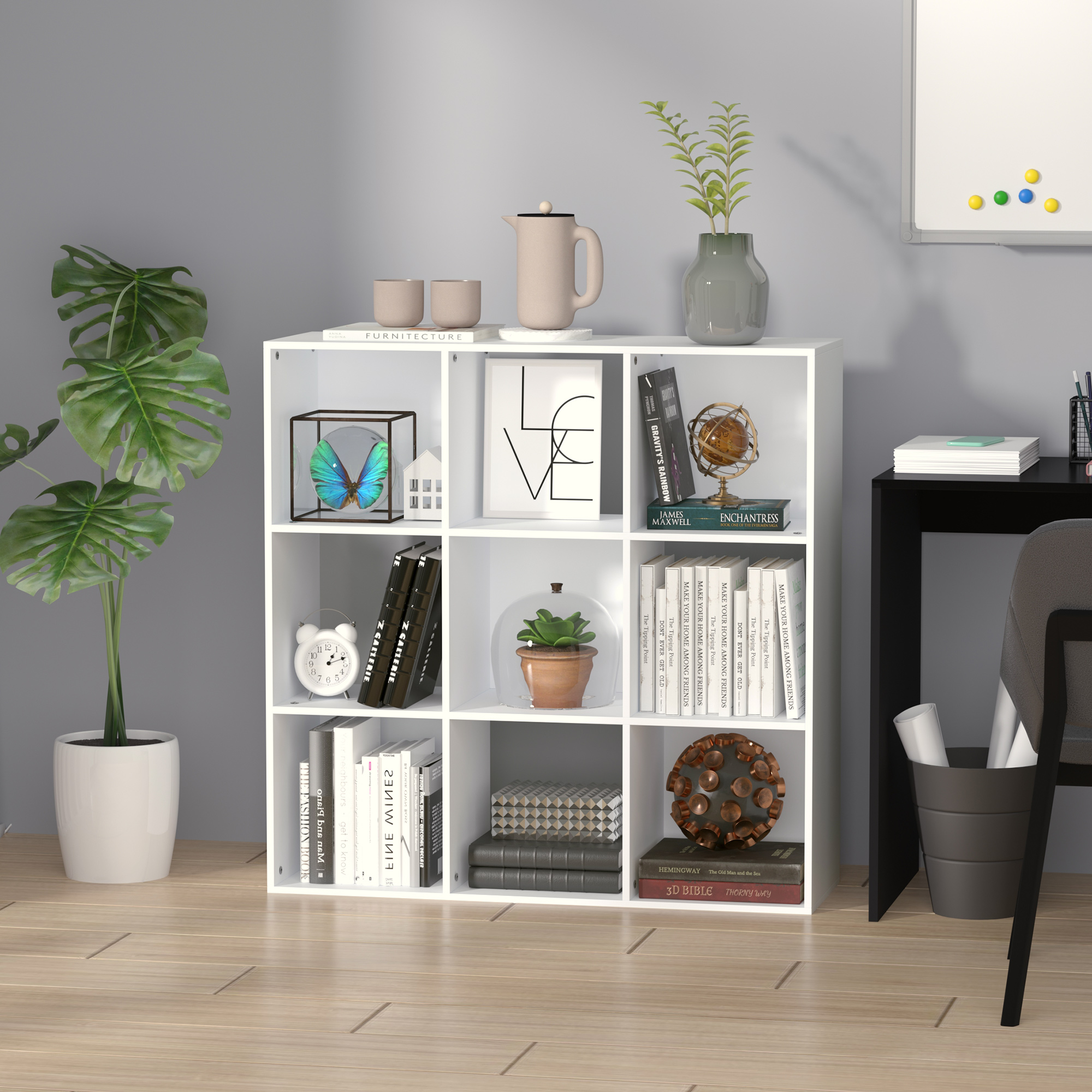 HOMCOM Weißes Regal für Zuhause und Büro, Modernes Regal mit 9 Fächern aus günstig online kaufen
