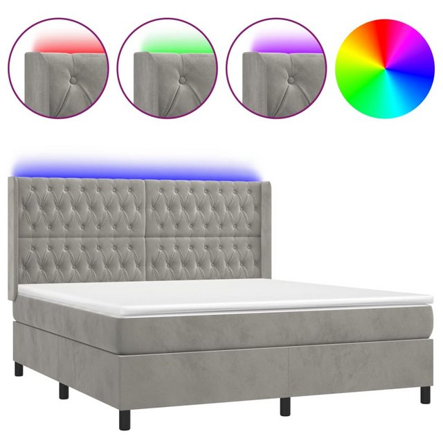 vidaXL Boxspringbett Boxspringbett mit Matratze und LED Samt (180 x 200 cm, günstig online kaufen